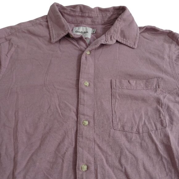 Goodfellow Purple Short Sleeve Button Up Collared Knit Shirt Men Size M Cotton - Picture 2 of 10
